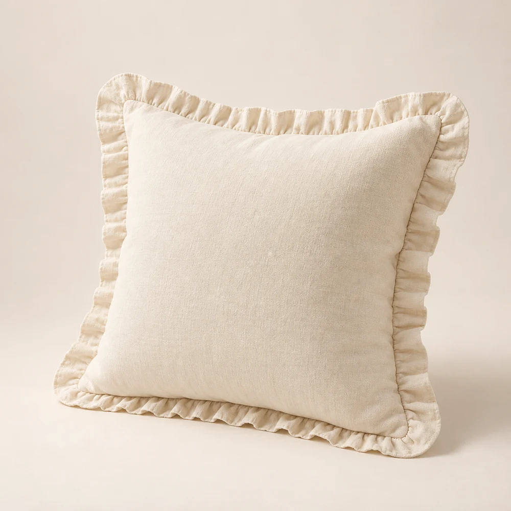 Camille Ruffle Pillow, Cream