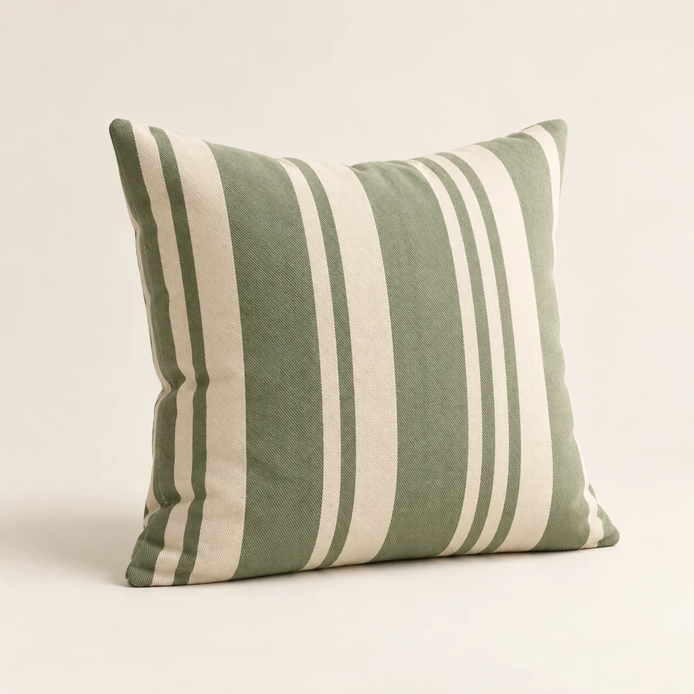 Jardin Stripe Pillow, Sage / Ivory