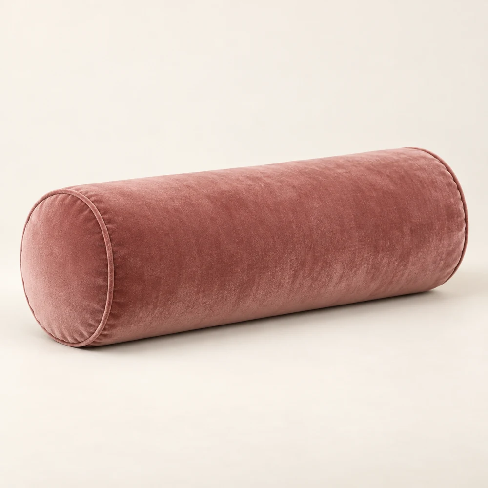 Ruban Velvet Bolster, Antique Rose