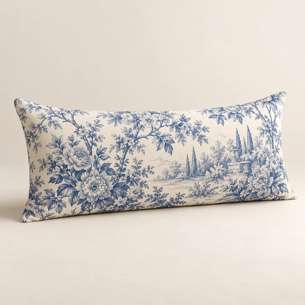 Toile Jardin Lumbar, French Blue / Ivory